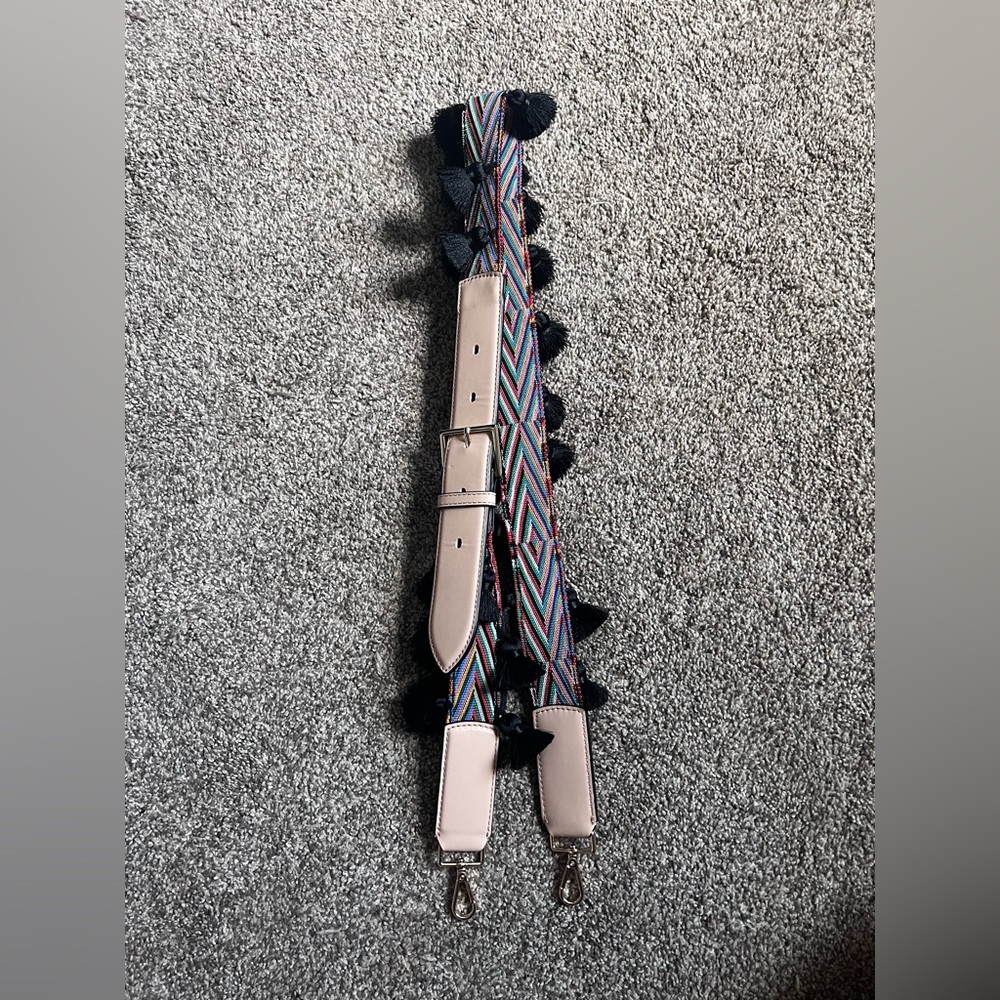 Kate Spade Multicolor Woven Belt with Black Tassels